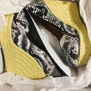 Black & White Snakeskin Wedges